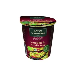 Soupe Asia aux légumes et nouilles bio en bol rouge de 55 g