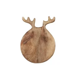 Sous-assiette ronde en bois ornée de bois de cerf - 30 x 25 x 2,5 cm