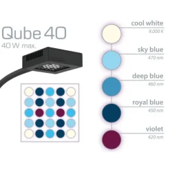 Spot LED pour aquarium d'eau de mer, 9000 K, AQUA MEDIC, modèle Qube 40