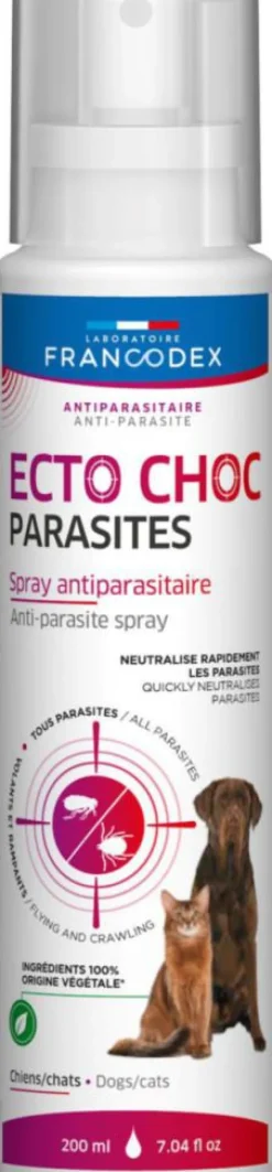 Spray antiparasitaire pour chien et chat Francodex Ecto Choc Parasites Duo - 200 ml