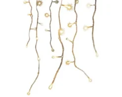 Stalactite lumineuse classique connectable x3 à 160 LED blanc chaud sur câble blanc - 8 x 0,50 m