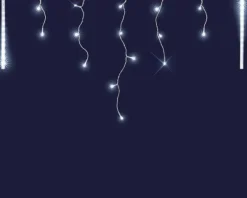 Stalactite lumineuse gouttes de glace connectable x3 à 141 LED blanc pur + flash sur câble argent - L 3 m x H 0,5 m