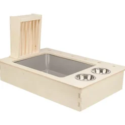 Station mangeoire pour lapin et petit rongeur en bois non traité Trixie – 70 x 41 x 47 cm