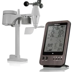 Station météo 5-en-1 bois et plastique Bresser - 12 × 19 × 2,2 cm