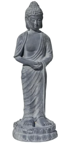 Statue décorative bouddha hindou debout coloris gris en béton ciré - 75 cm
