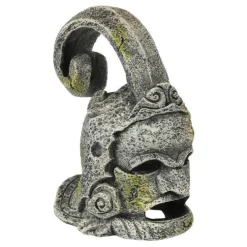 Statue de casque aztèque pour aquarium gris 10x7xH12 cm