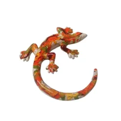 Statue de jardin lézard blanc tâcheté H 21 cm