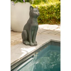 Statue en béton ciré anthracite Hairie Grandon chat déco grand modèle - 58 cm