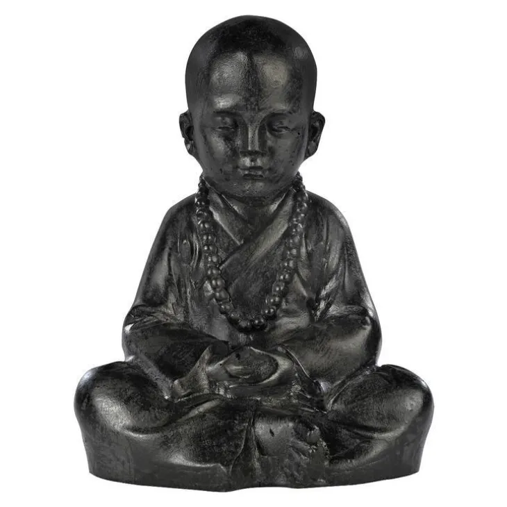 Statue en béton ciré anthracite Hairie Grandon moine assis petit modèle - 23 cm