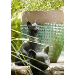 Statue en béton ciré anthracite Hairie Grandon chat déco petit modèle - 42 cm