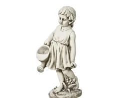 Statue fille avec arrosoir en polymagnesium blanc cassé - 68 cm