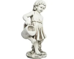 Statue fille avec arrosoir en polymagnesium blanc cassé - 68 cm