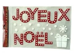 Sticker pères Noël floqués x4 rouge et blanc - 28,5 x 40 cm