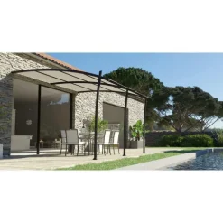 Structure pour toile coloris gris en aluminium Kyoto Couleurs du monde - 3,5 x 4 m