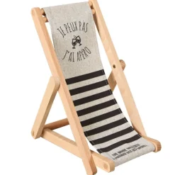 Support à bouteille transat en toile rayée Valentina - 25,5 x 23 x 15,5 cm