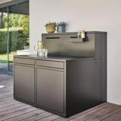 Support cuisine fermé en acier noir forme comptoir de bar Forge Adour - 120 x 97,2 x 112,5 cm