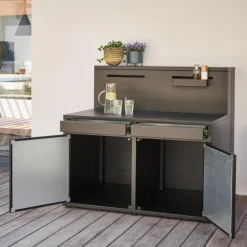 Support cuisine fermé en acier noir forme comptoir de bar Forge Adour - 120 x 97,2 x 112,5 cm