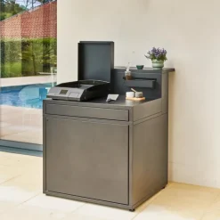 Support desserte fermé en acier noir forme comptoir de bar Forge Adour - 90 x 97,2 x 112,5 cm