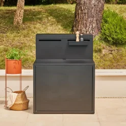 Support pour plancha fermé en acier noir forme comptoir de bar Forge Adour - 90 x 97,2 x 112,5 cm