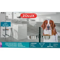 Support réglable en métal avec 2 écuelles inox pour chien Zolux - 1,5 L