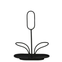 Support salière et poivrier en fer noir Rama - 13 x 6 x 17,5 cm