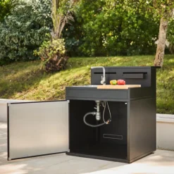 Support évier fermé en acier noir forme comptoir de bar Forge Adour - 90 x 97,2 x 112,5 cm