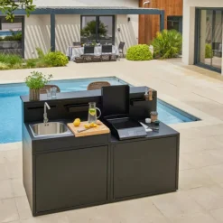 Support évier fermé en acier noir forme comptoir de bar Forge Adour - 90 x 97,2 x 112,5 cm