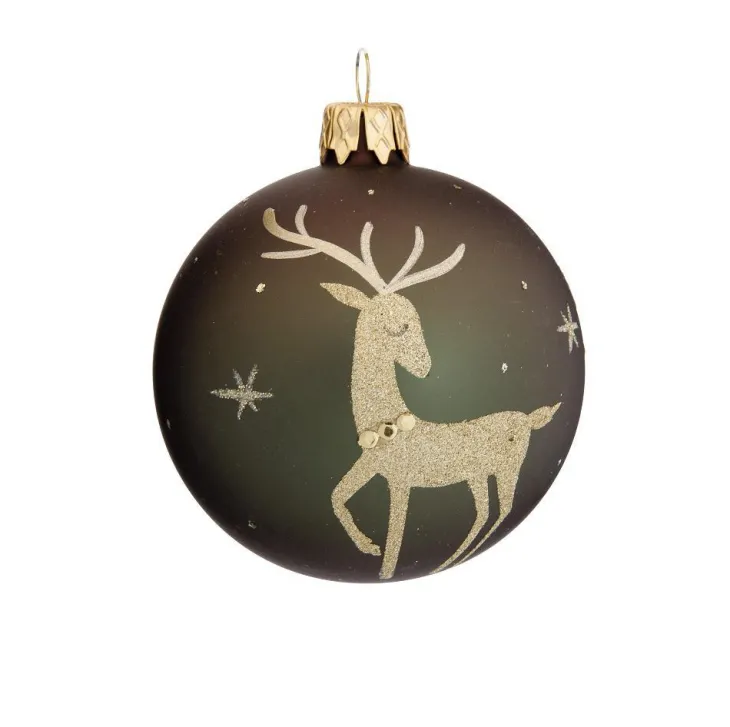 Suspension boule décorative nature coloris vert en verre - Ø 7 cm