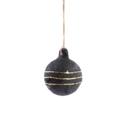 Suspension boule ronde coloris noir en papier mâché - Ø 8 cm