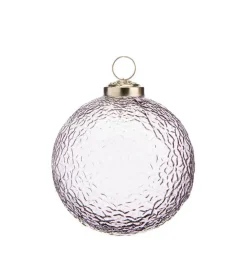 Suspension boule ronde feuillage coloris violet en verre - 7,5 x 7,5 cm