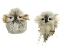 Suspension déco chouette en plumes synthétiques - 9 cm