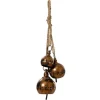 Suspension de 3 cloches XL en métal finition cuivre vieilli - Ø 12 x H 57,5 cm