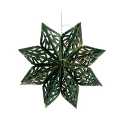 Suspension flocon coloris vert en papier - 23 x 23 cm