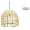 Suspension électrifiée en métal et rotin - Ø 40,5 x 35 cm