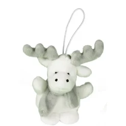 Suspension renne en peluche avec écharpe grise - 8 cm