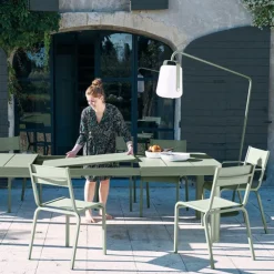 Table 2 allonges en aluminium coloris cactus Oléron Fermob - 155/255 x 100 x 74 cm