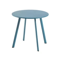 Table basse d'appoint bleue, en acier époxy, PROLOISIRS Massai - Ø45cm