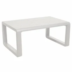 Table basse de jardin en aluminium, Plateau à lattes, Blanc - PROLOISIRS QUENZA II