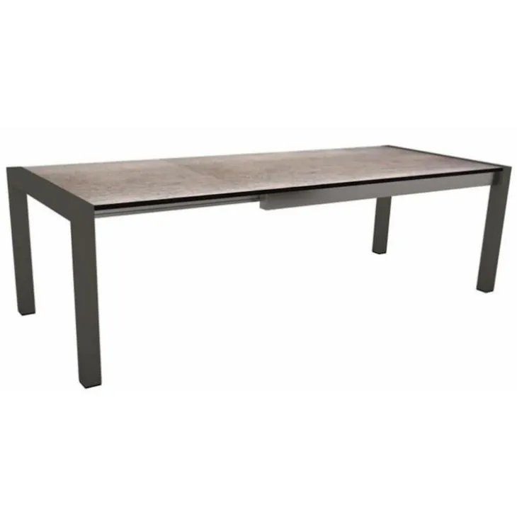 Table coloris anthracite/smoky en aluminium Stern - 174/214/254 x 90 x 75 cm