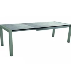 Table coloris graphite/gris métal en aluminium Stern - 174/214/254 x 90 x 75 cm