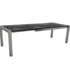Table coloris graphite/marbre foncé en aluminium Stern - 214(254/294) x 100 x 75 cm