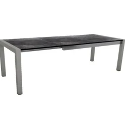 Table coloris graphite/marbre foncé en aluminium Stern - 174(214/254) x 90 x 75 cm