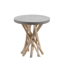 Table d’appoint en teck naturel gris Ø 50 x H 55 cm