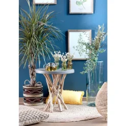 Table d’appoint en teck naturel gris Ø 50 x H 55 cm