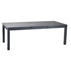 Table de jardin extensible en aluminium coloris noir Carlina -160 à 210 x 90 x 76 cm