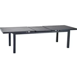 Table de jardin extensible en aluminium coloris noir Carlina -160 à 210 x 90 x 76 cm