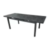 Table de jardin extensible en aluminium coloris noir et granite Carlina -160 à 210 x 90 x 76 cm