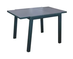Table extensible en aluminium et verre, PROLOISIRS Elise, graphite/gris - 80/140x80cm