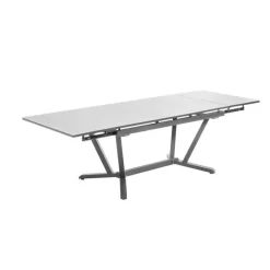 Table extensible Niello graphite perle alu et verre 150/250 x 74 cm