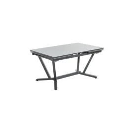 Table extensible Niello graphite perle alu et verre 150/250 x 74 cm